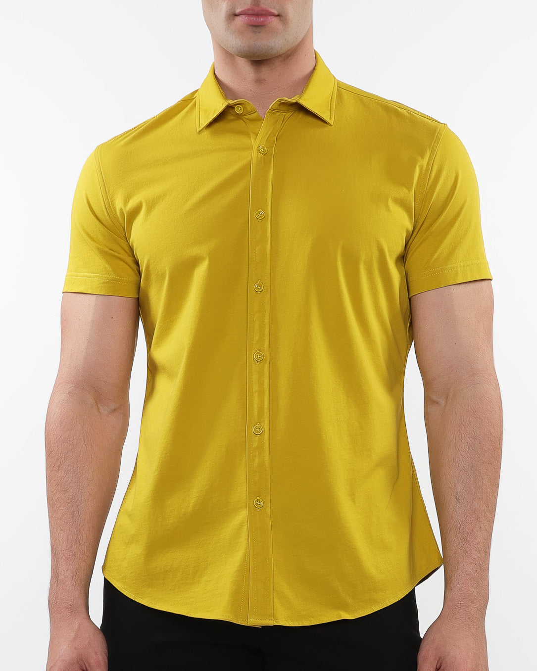 Stretch Jersey Knit Shirt - Mustard Mustard
