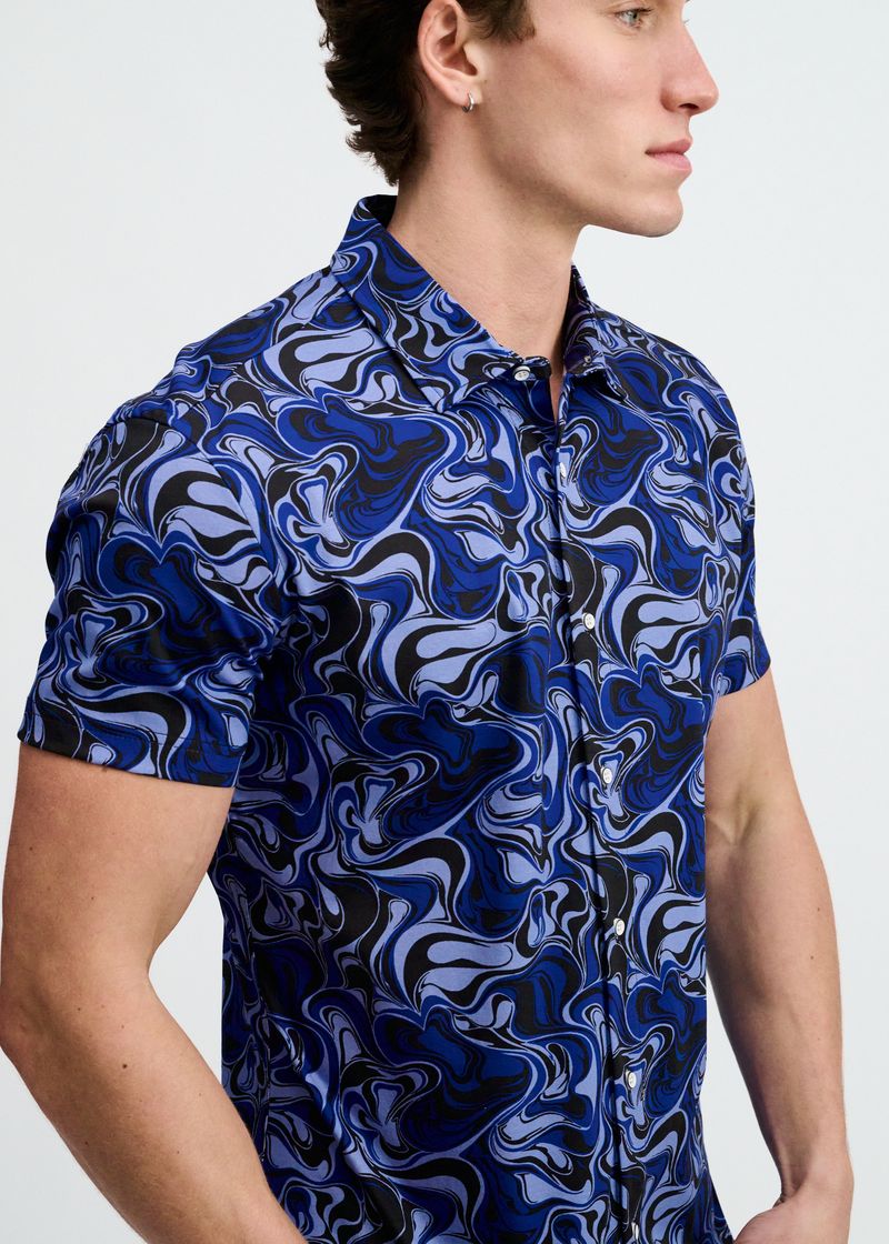 Swirl Open Knit Short Sleeve Shirt