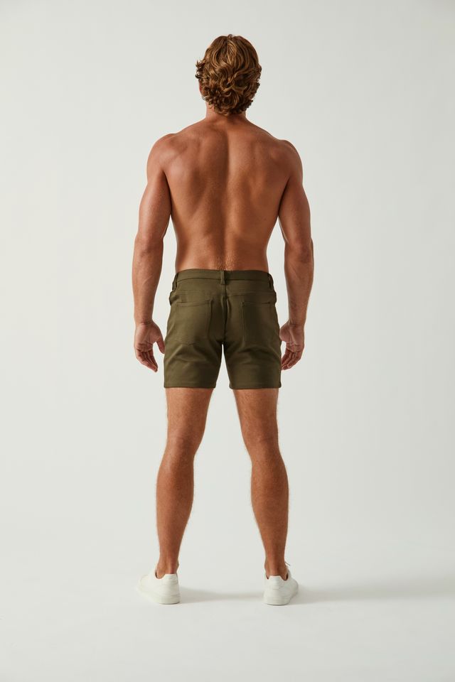 5" Stretch Knit Jean Short - Olive