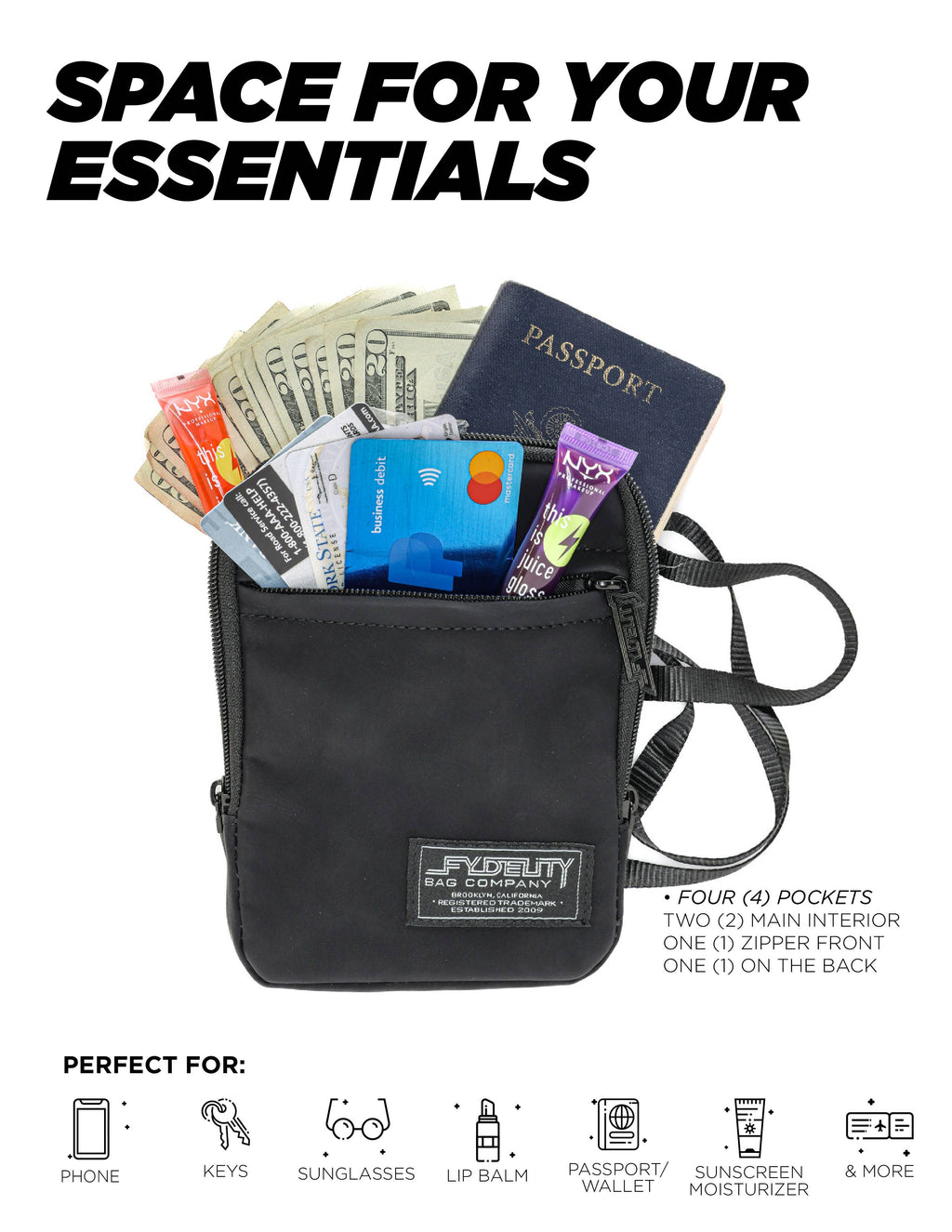 88701: Crossbody Slim Shady Bag | Vegan Black