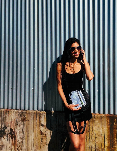 88842: Sidekick | Crossbody Sling Bag | REFLECTIVE Silver