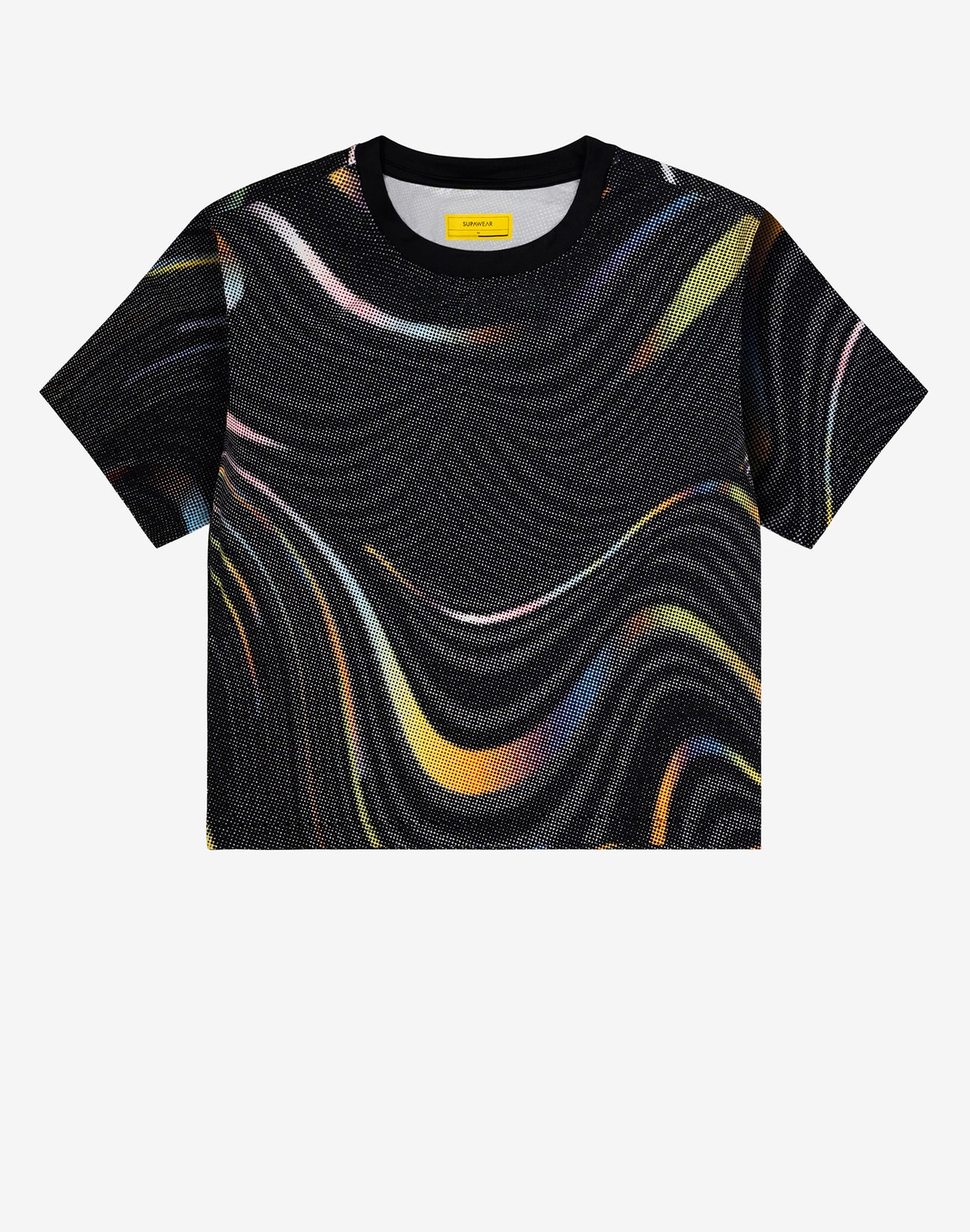 Pride Swirls Printed Crop T-Shirt-Black