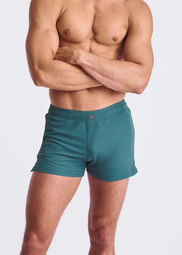 Solid Seersucker Swim Shorts Viridian
