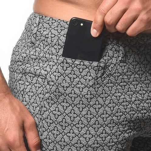 3” Jacquard Knit Jean Short - DIAMONDS Black Beige