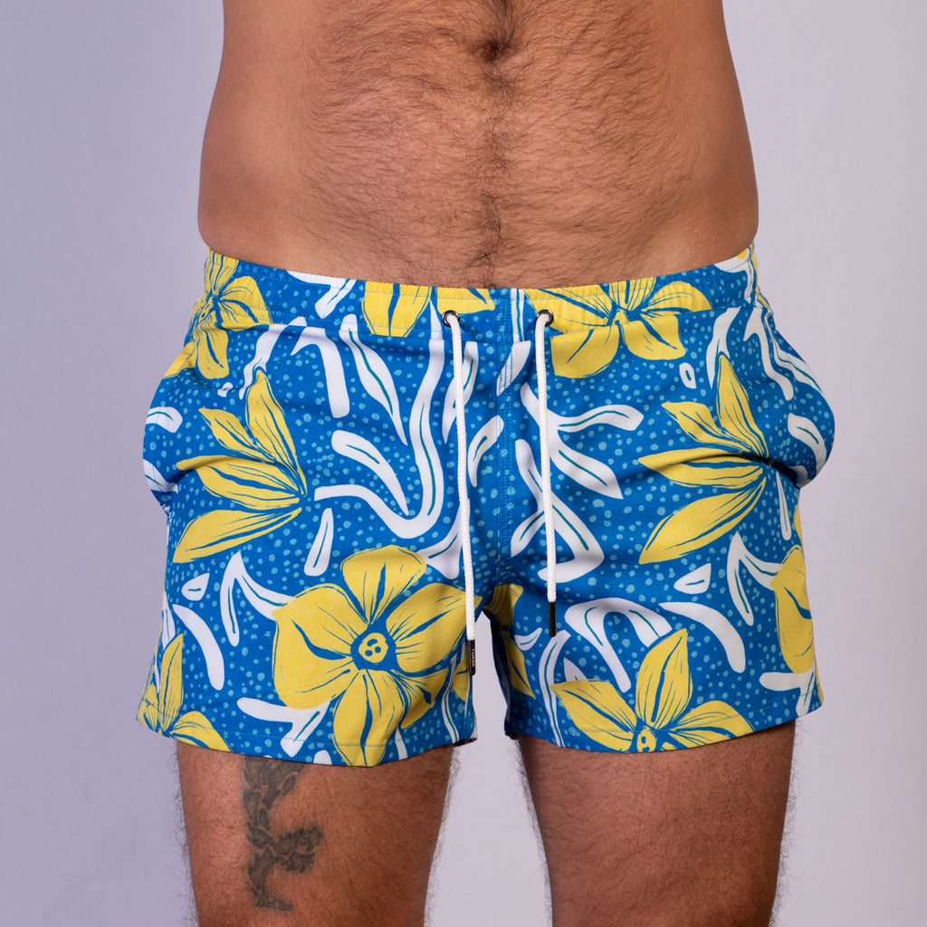 Flower Fields Swim Short Blue