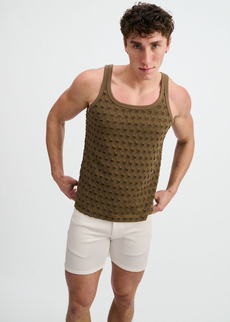 INFINTRY STRETCH RIPPED KNIT TANK TOP