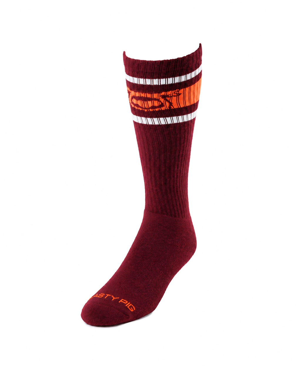 Hook'd Up Sport Sock 3.0 - Burgundy/Vibrant Orange/White Burgundy