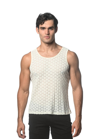 Ecru Arrows Gossamer Knit Tank Off White