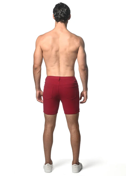 5" Stretch Knit Washed Denim Short