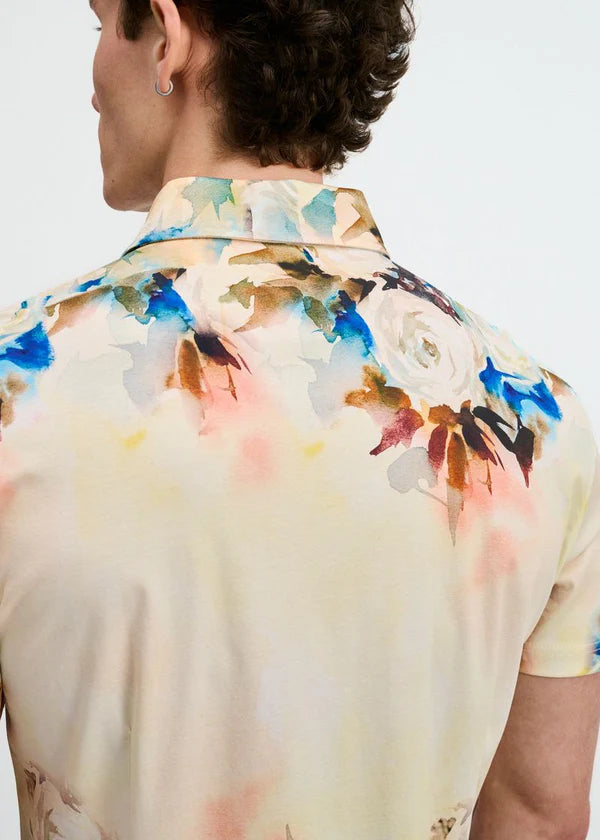 Knit Floral Border Print Jersey Shirt