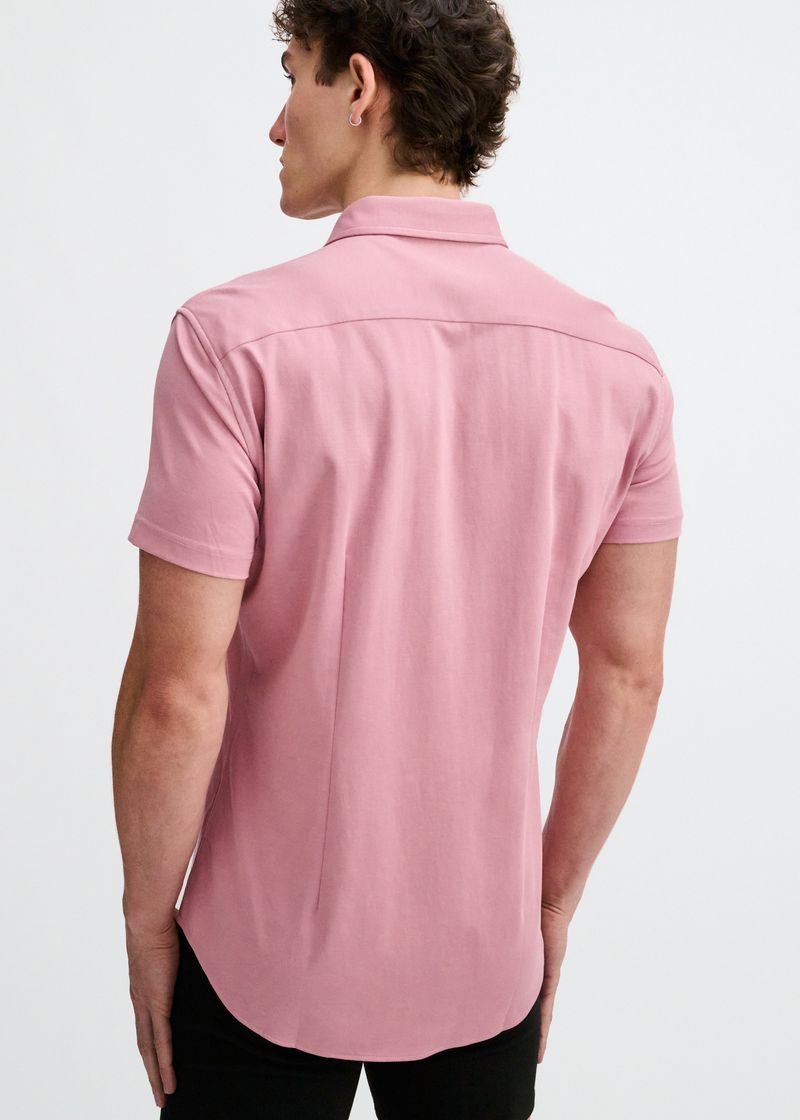 Solid Knit Stretch Jersey Knit Shirt - Carnation