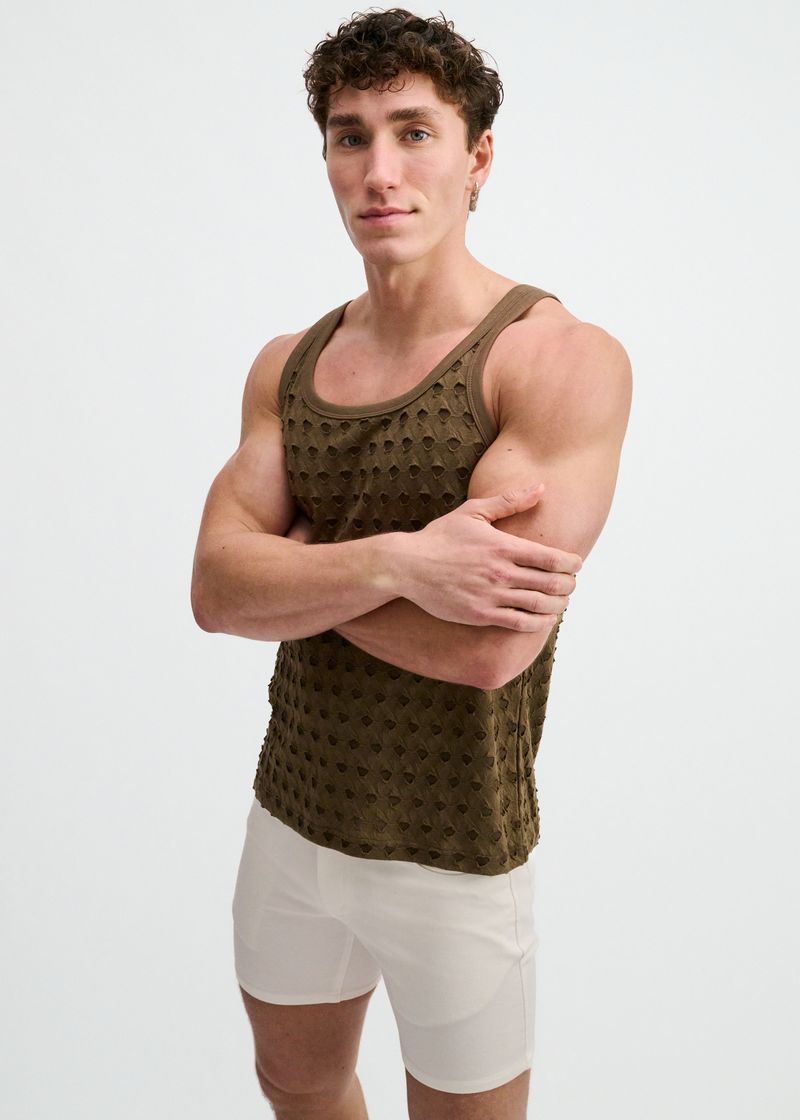 INFINTRY STRETCH RIPPED KNIT TANK TOP