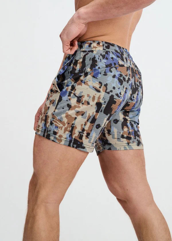 Abstract Print Mesh stretch Performance Shorts