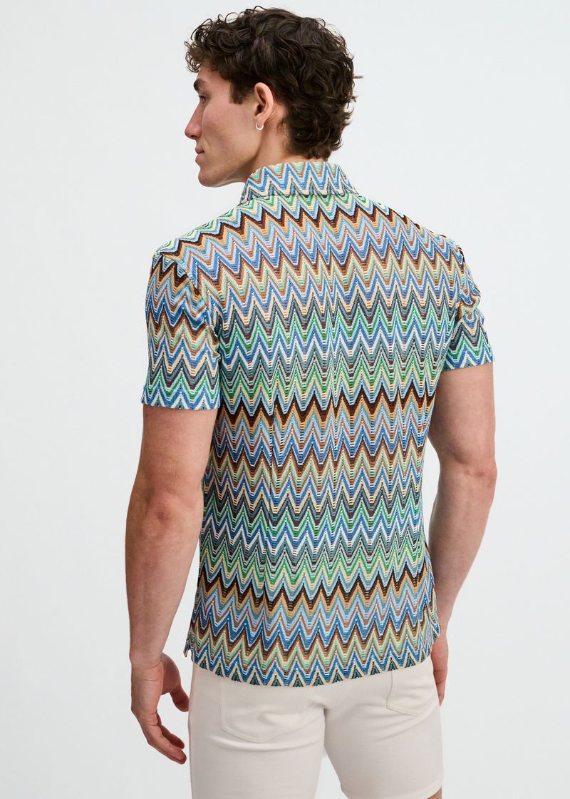 Chevron Open Knit Short Sleeve Shirt