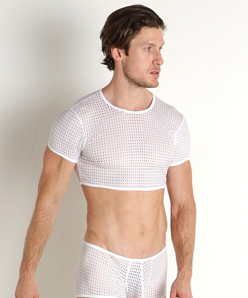 Stretch Mesh Cropped Tee