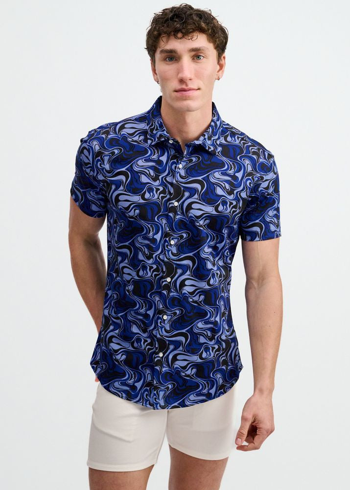 Swirl Open Knit Short Sleeve Shirt