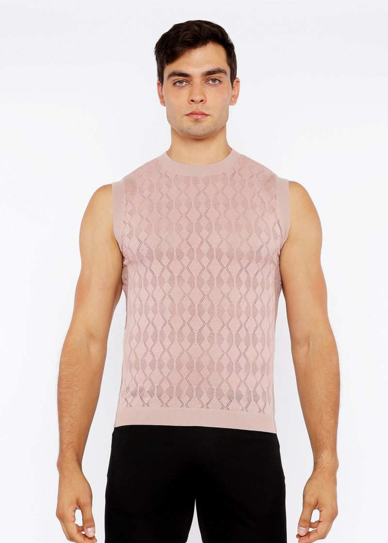 Diamond Pointelle Knitted Vest Sesame