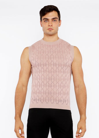 Diamond Pointelle Knitted Vest Sesame