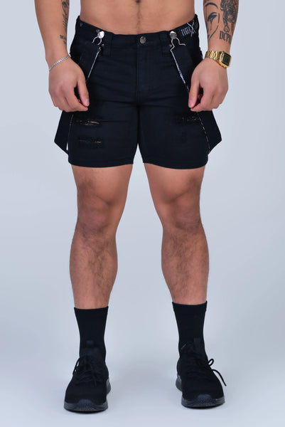 Romey Double Black  Strapped Shorts