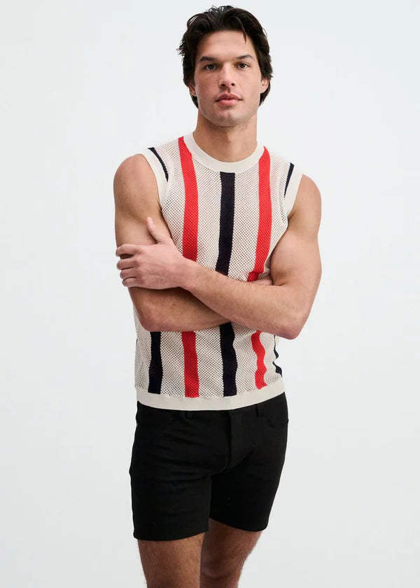 Textured Stripe Open Knit Vest