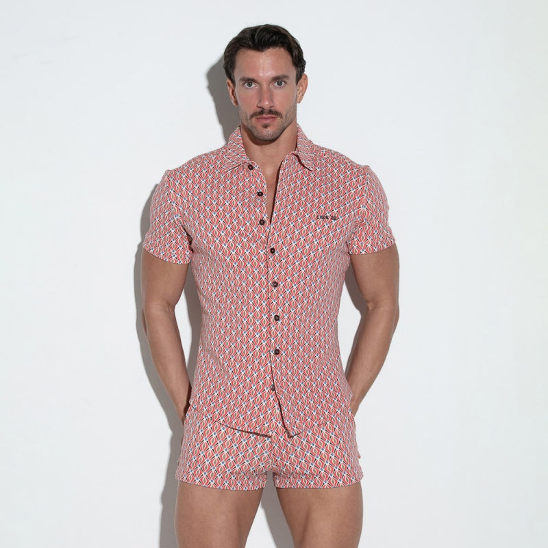 Slim fit stretch shirt - Coral Pink