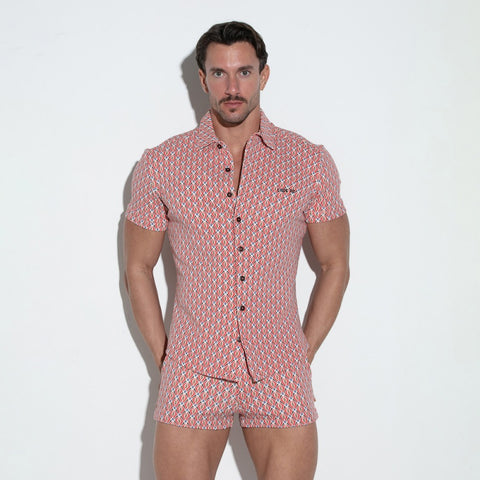 Slim fit stretch shirt - Coral Pink