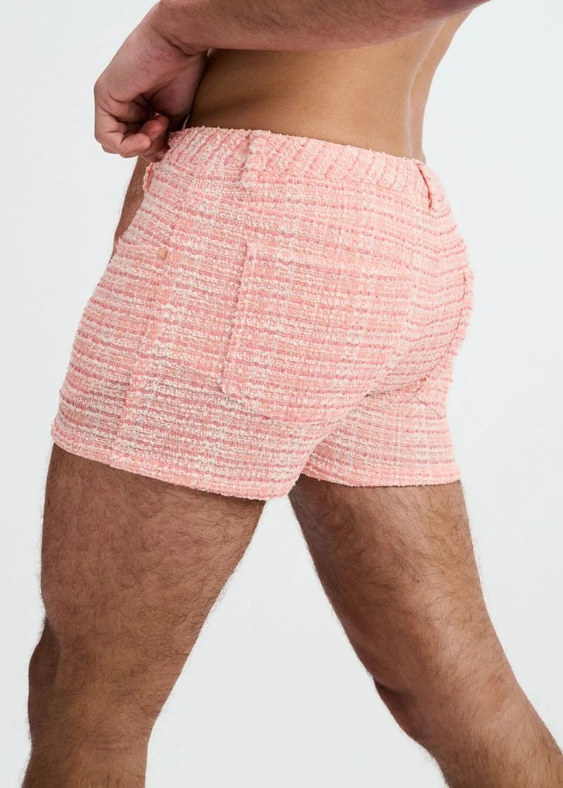 3" Tweed-look Jacquard Stretch Knit Jean Shorts - Parfait Parfait