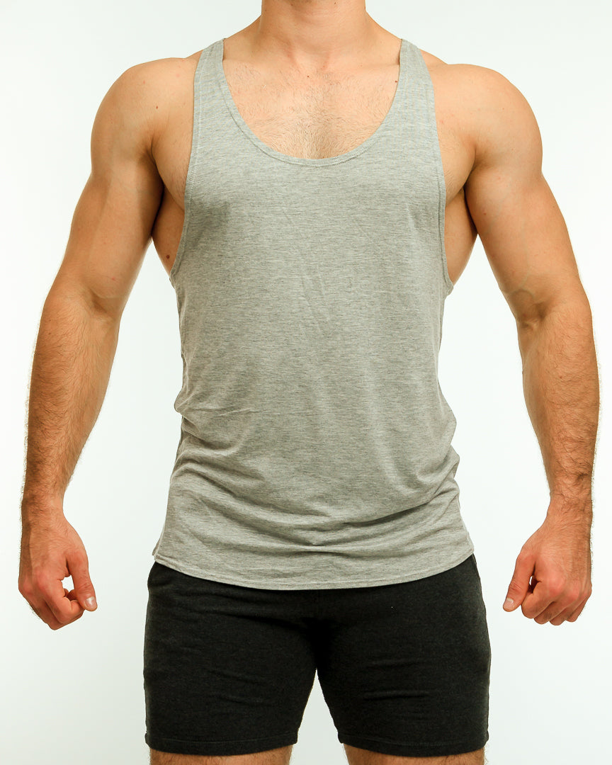 Solid Racerback Tank Top Light Grey