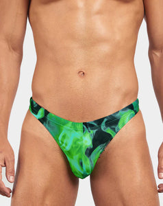 GREEN FLAME PRINT SWIM THONG