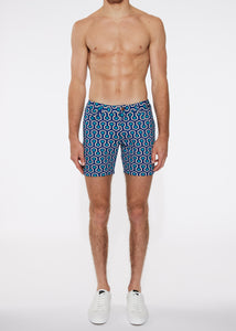 5" LX Knit Jean Short - Teal Hex Maze