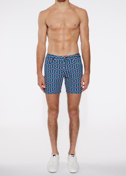 5" LX Knit Jean Short - Teal Hex Maze