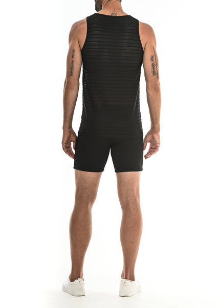 Stripe Eyelet Stretch Tank