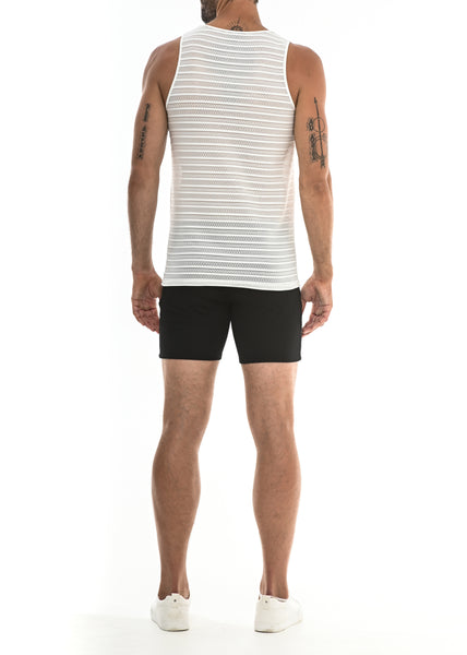 Stripe Eyelet Stretch Tank