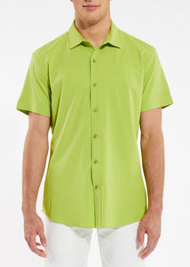 Solid Knit Stretch Short Sleeve Shirt Pear
