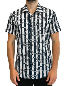 Moto Chain Striped Shirt - Navy