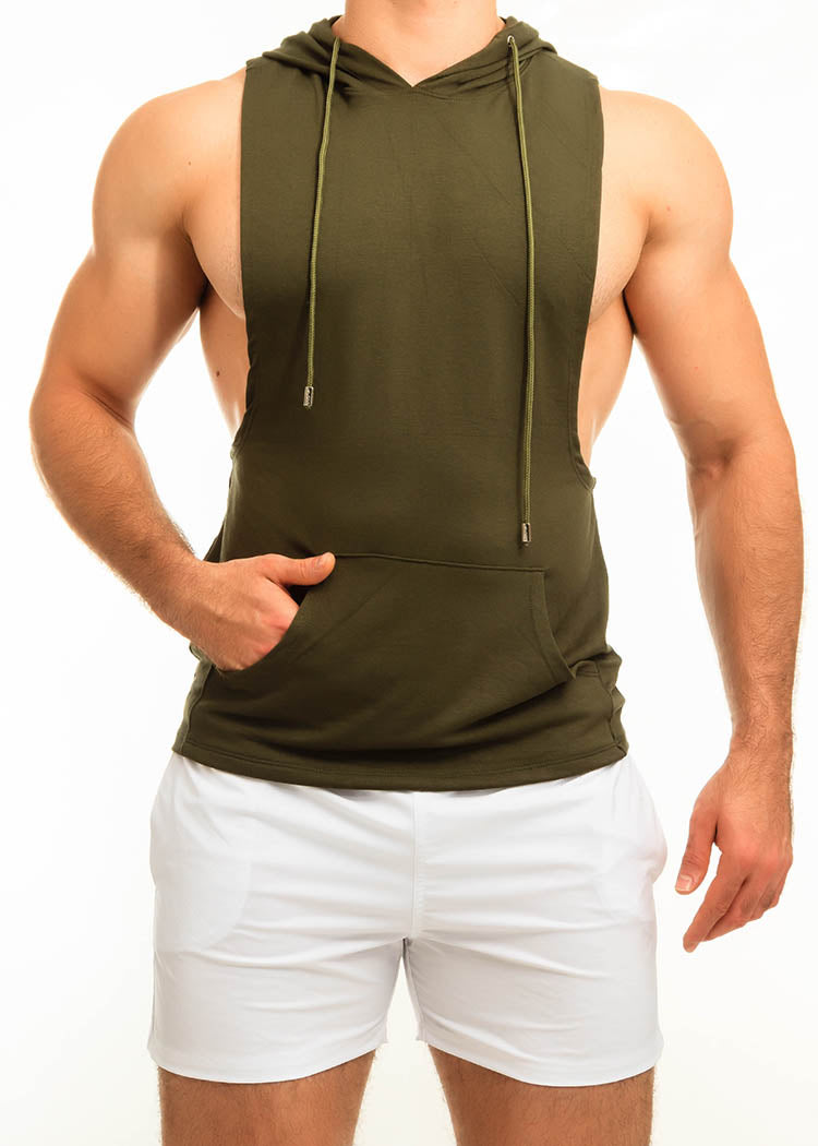Sleeveless Hoodie Olive