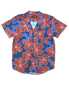 Hibiscus Floral Shirt - Blue and Red Red