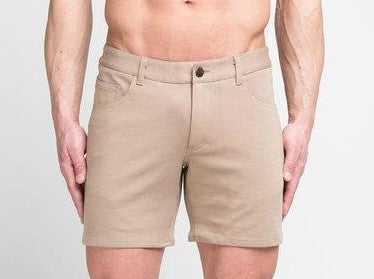 5" KNIT JEAN SHORT - DARK KHAKI 36W