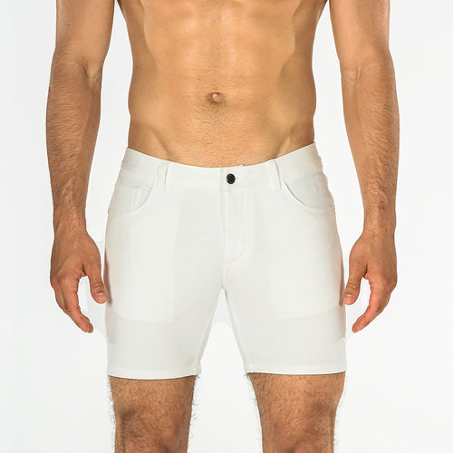 5" KNIT JEAN SHORT - White White